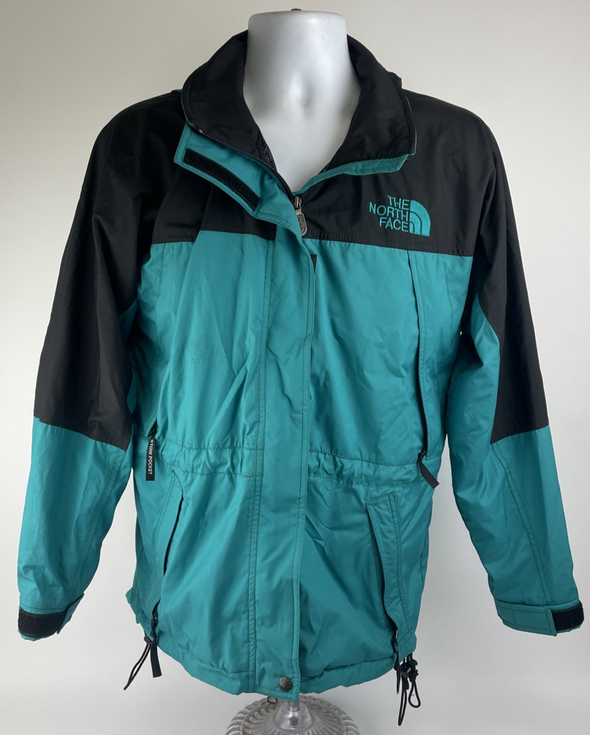 The North Face Hooded Rain Ski Jacket Outer Shell Size Women’s S / P Teal Green