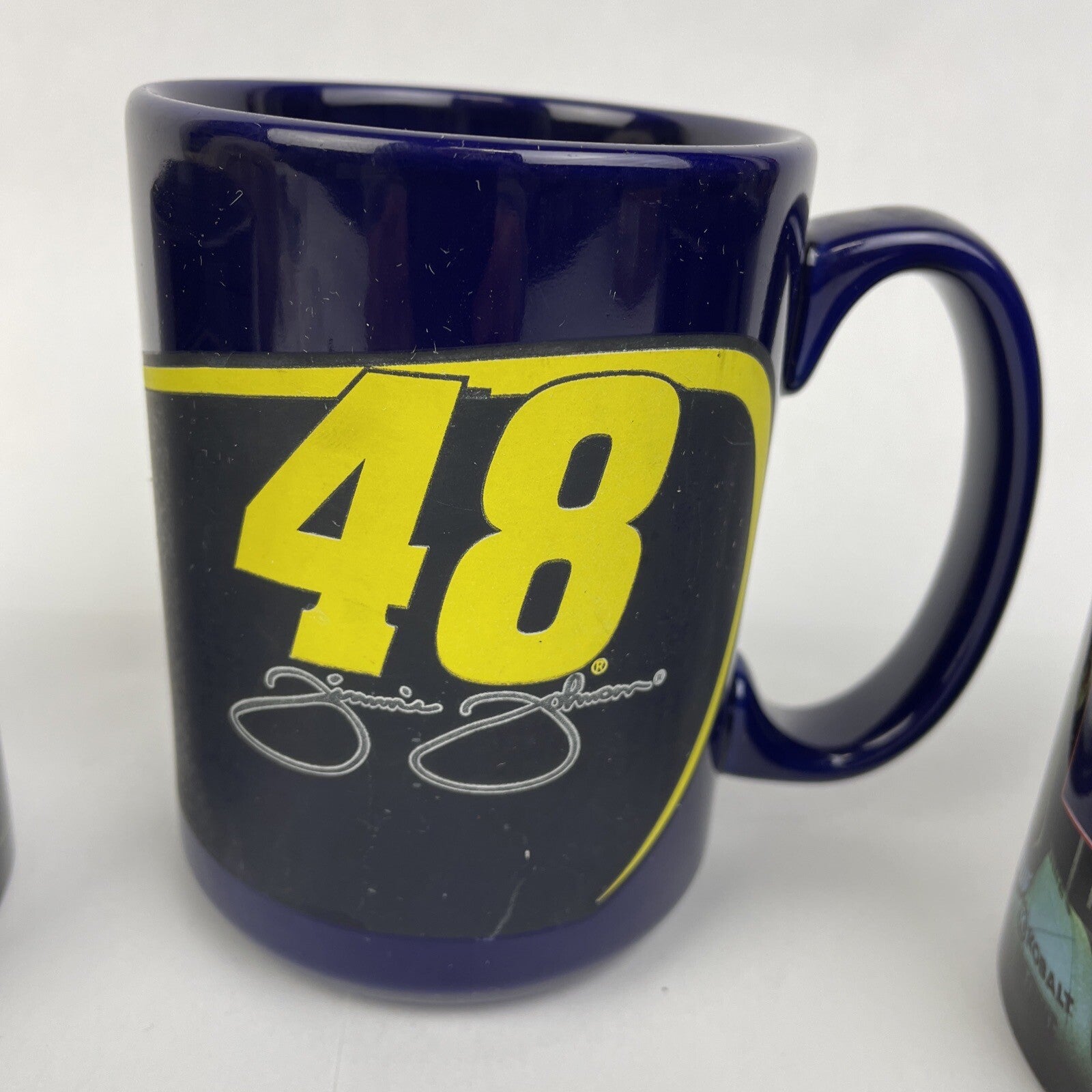 3 x NASCAR Jimmie Johnson #48 3D 12 oz. Coffee Mugs Blue Yellow Signature Racing