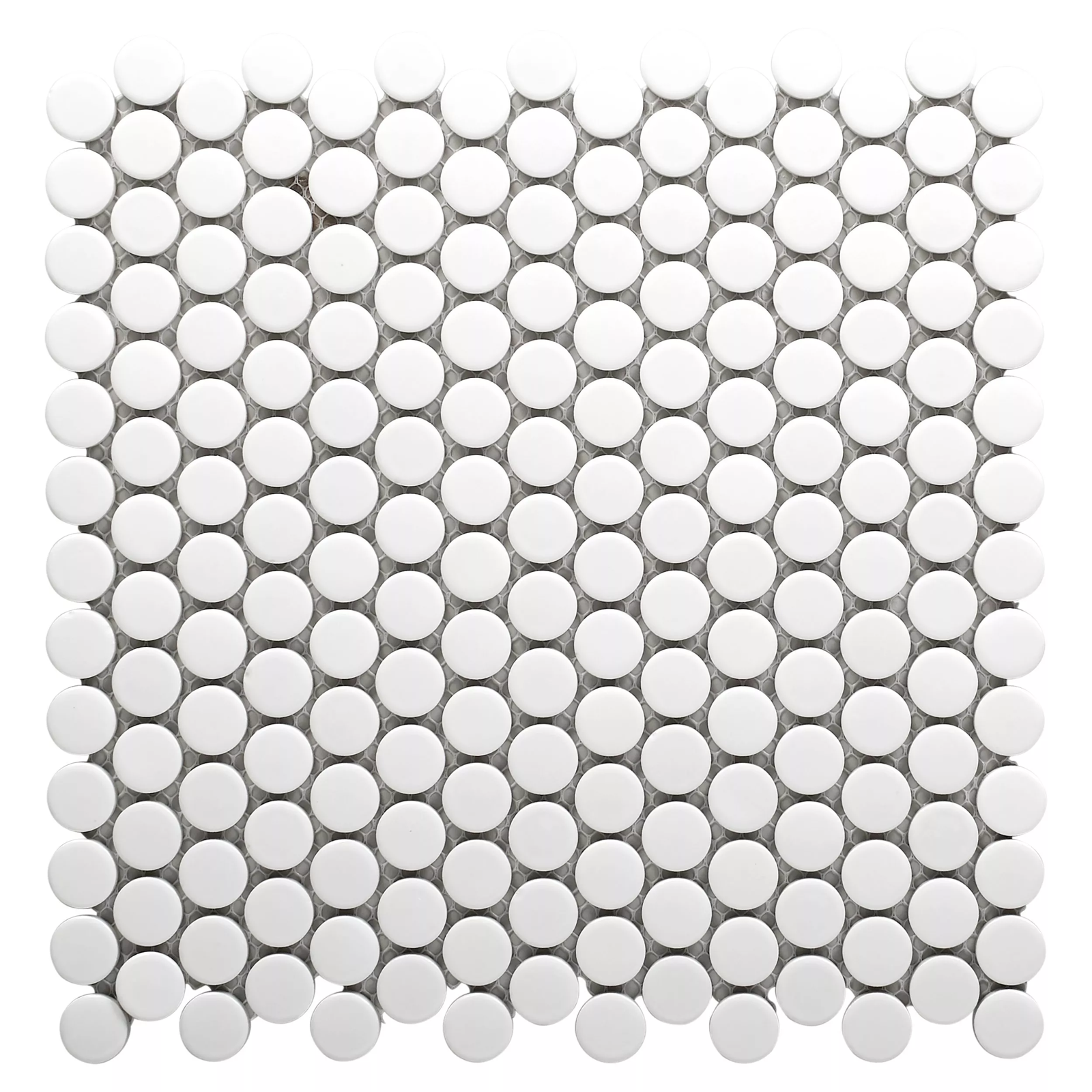 White penny round porcelain mosaic tile sheet 3/4 inch glossy finish