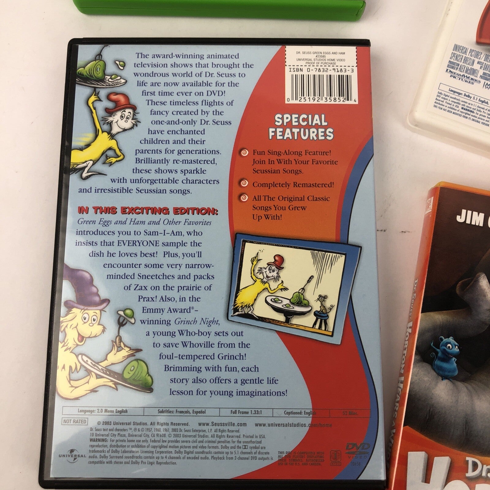 4 x Dr. Seuss DVD Movie Lot -Green Eggs and Ham, Cat in the Hat, The Grinch *VGC
