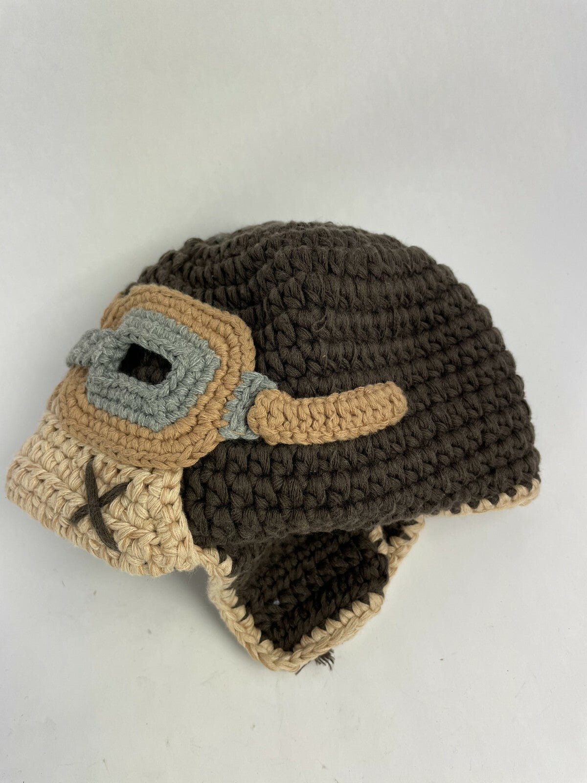Wool Hat hand knitted baby aviator trapper style - Toddler 12-18 months