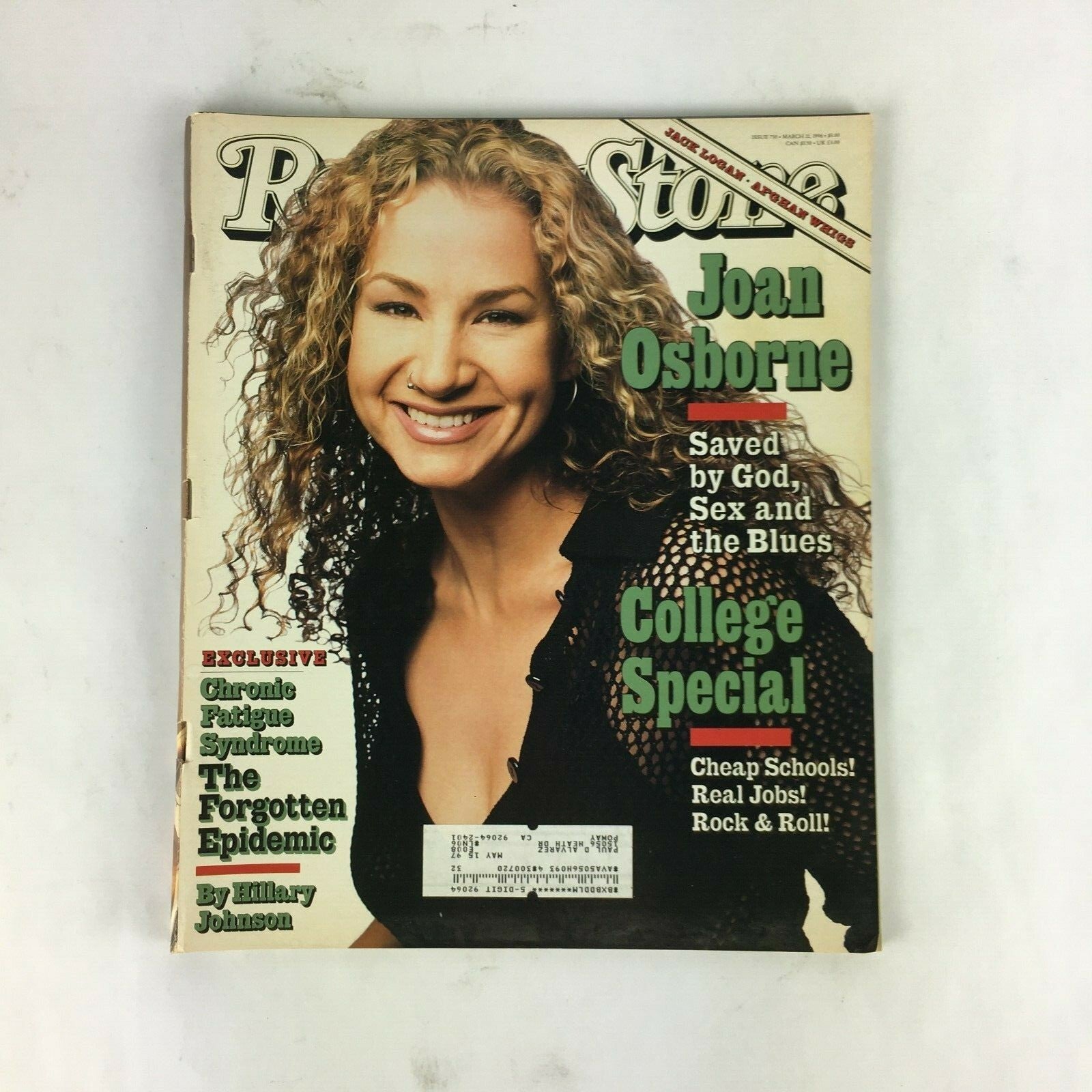 March 1996 RollingStone Magazine Joan Osborne Chronic Fatigue Syndrome