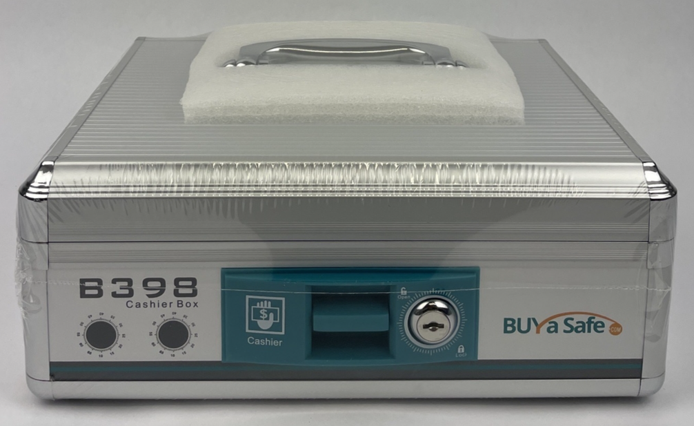 NIB Buy a Safe B398 Aluminum Cashier Box Lockable Cash Drawer NIB w/ Keys 2600