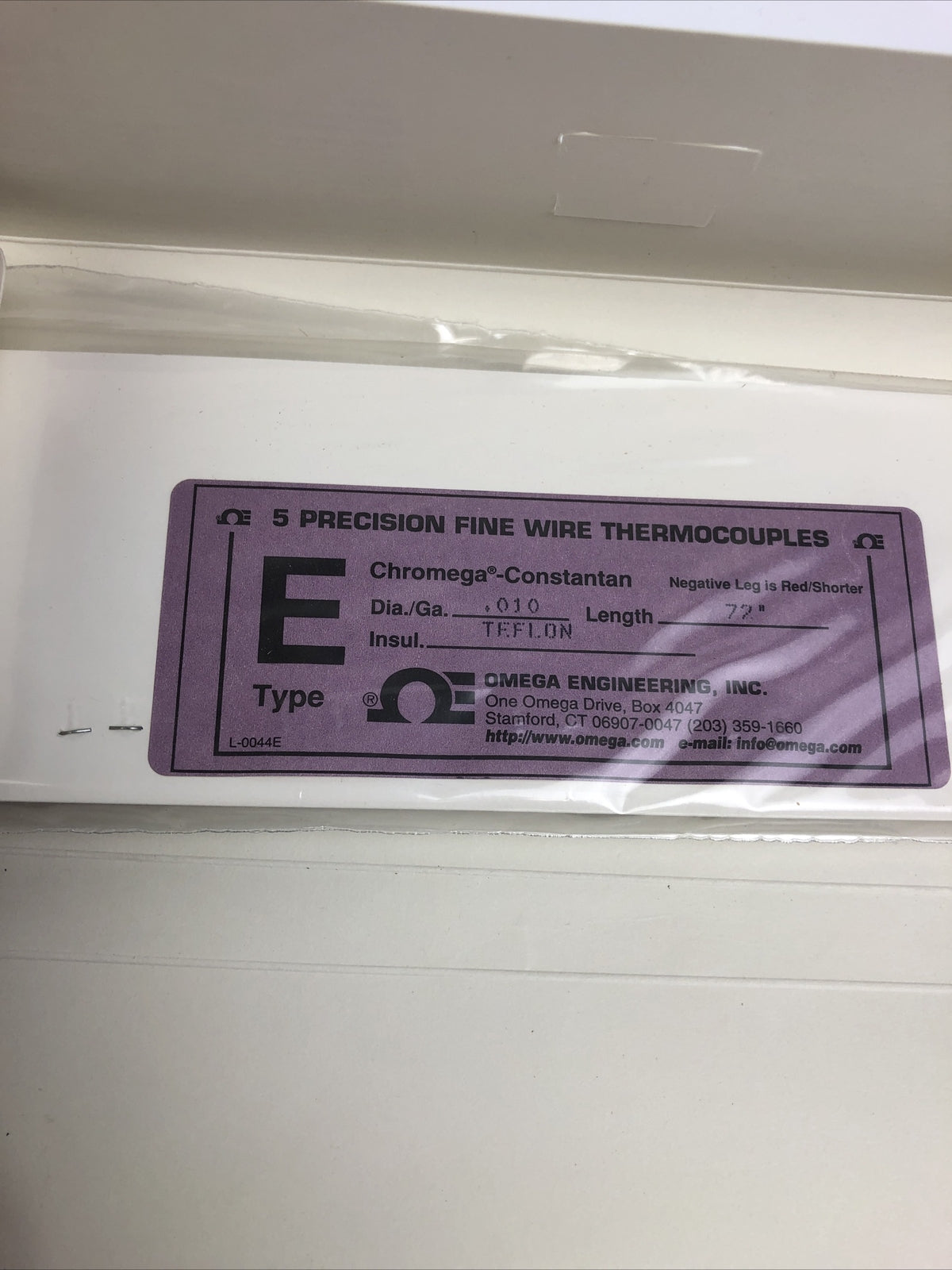 5 x Omega Engineering precision fine wire thermocouples 72" .010 Diam.    LOOK