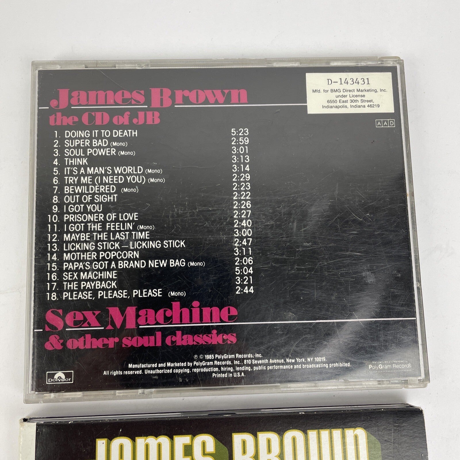 Lot of 2 x James Brown "The CD of JB" + Soul Brother Vol. 1 Digital Audio CD #1