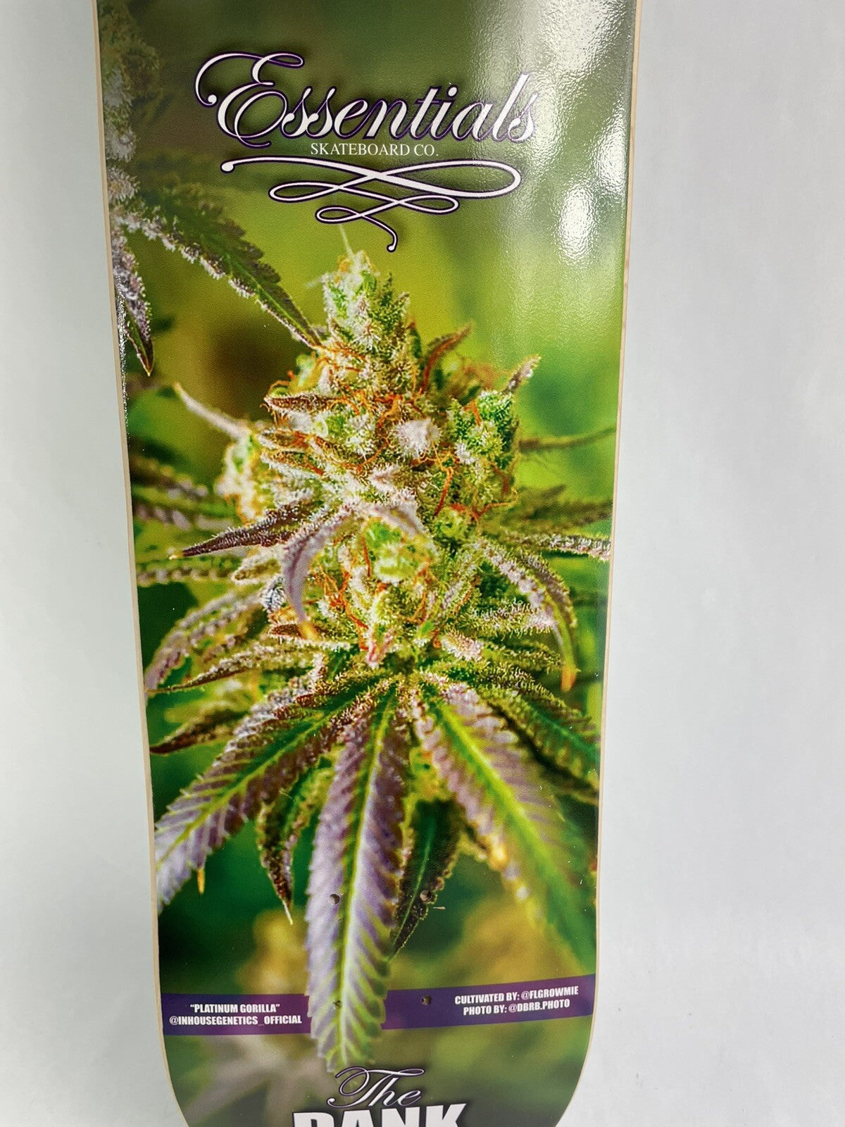 Platinum Gorilla Cannabis Week 8.125-inch hard rock maple skateboard deck with included grip tape.
