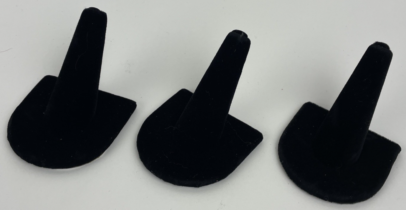 Lot of  3 x Black Velvet Ring Finger Jewelry Holder Showcase Display Stand