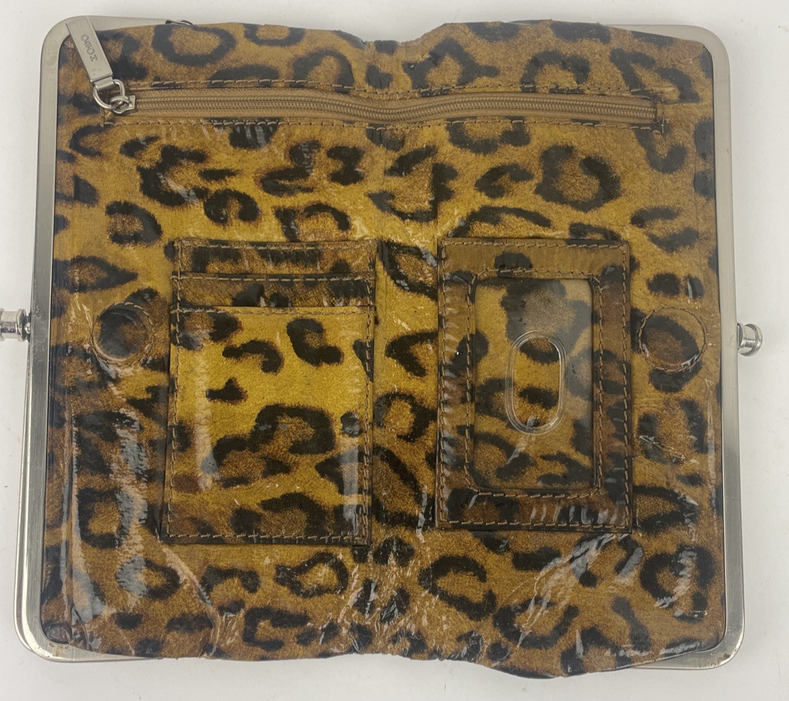 Hobo International Kiss Lock Metallic Leopard Cat Style Wallet Clutch - LOOK