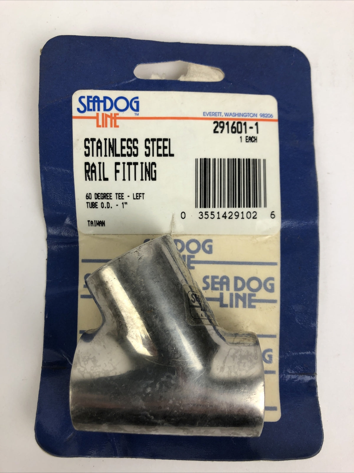 Sea Dog 291601-1 Stainless Steel 60° Degree Left 3 Way O.D. 1" Rail Tee Fitting