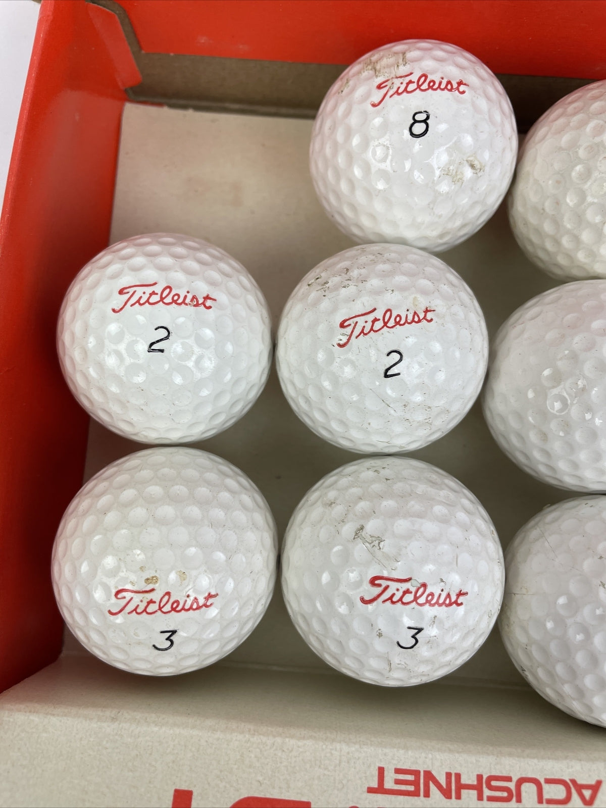 Rare vintage Titleist Acushnet DT golf balls set of 11 with original box numbered collectible golf memorabilia display item
