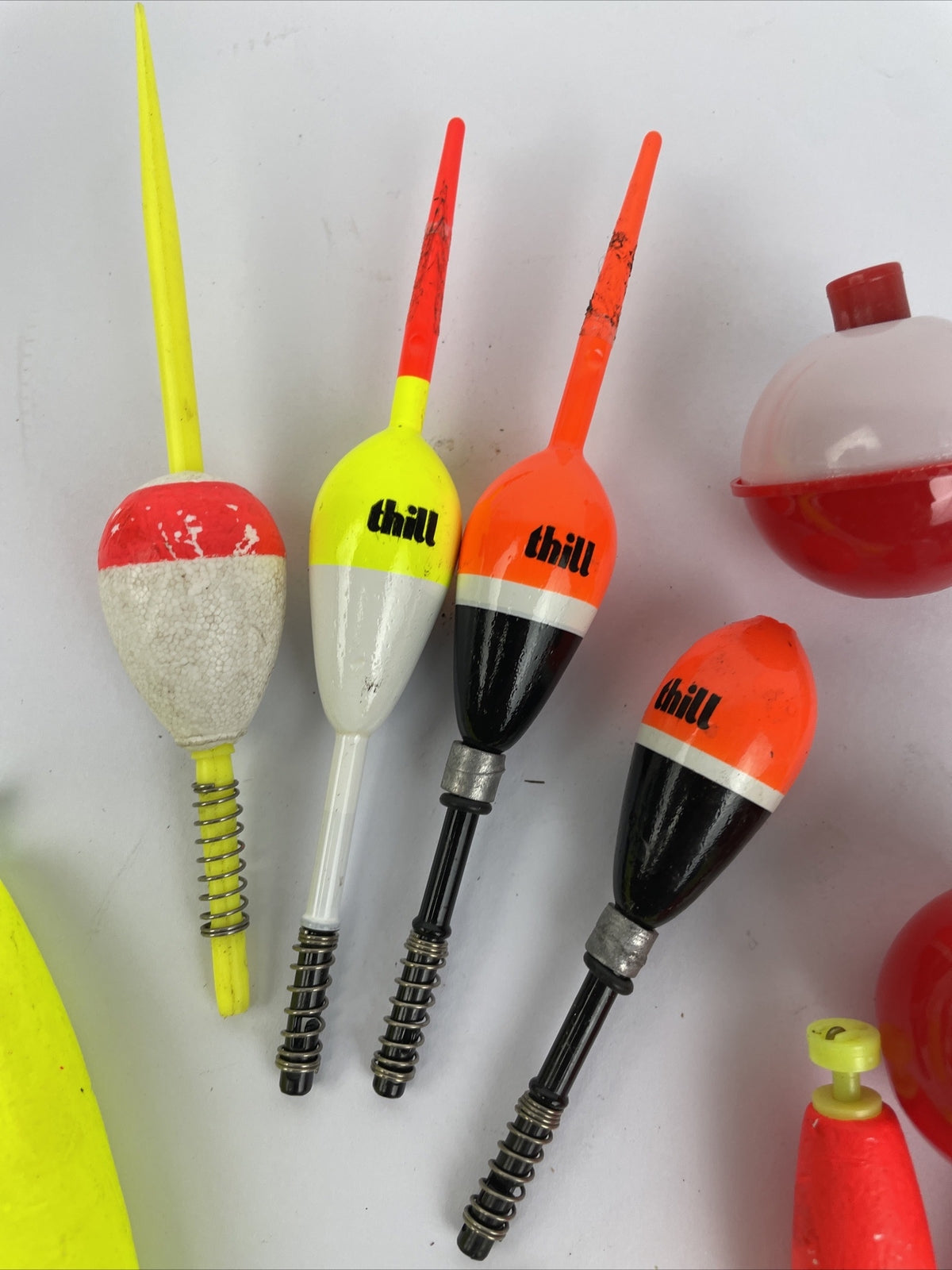 Lot Of 16 FISHING BOBBERS Round Floats Red White Orange Thill Yellow      LOOK