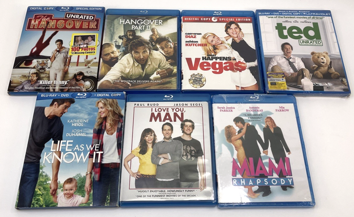 7 x Comedy Blu Ray Lot Hangover, I Love You Man, TED,  Miami Rhapsody, LAWKI