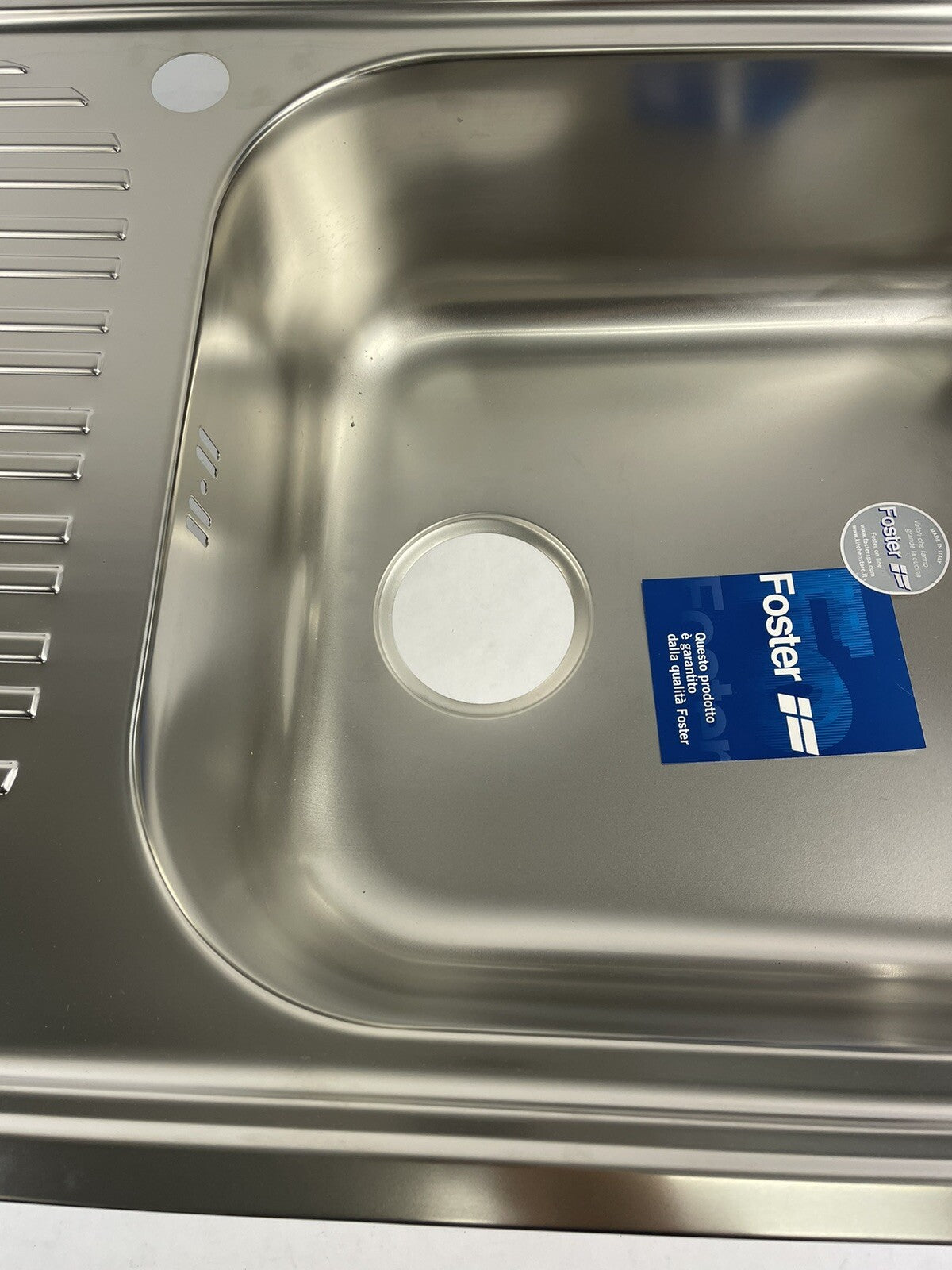 Foster brushed stainless steel kitchen sink with drainer 33.75 x 19.75 inch single bowl sink