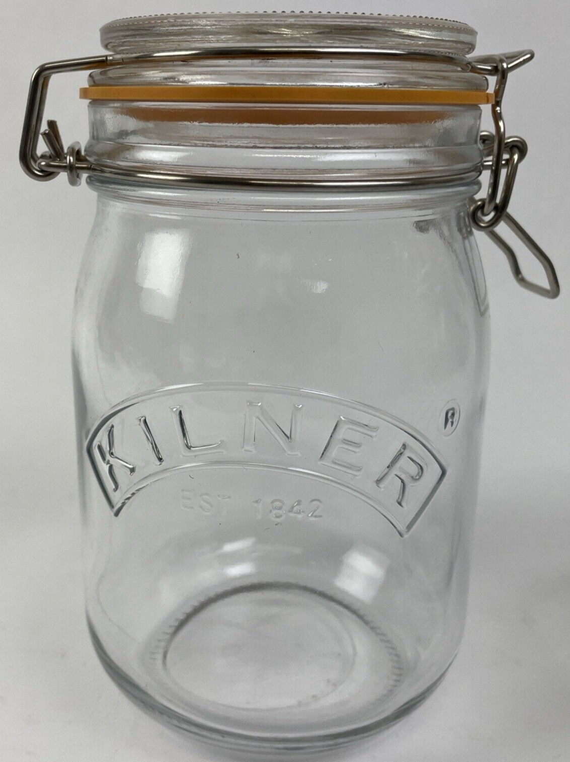 2 x Embossed Kilner  Square Glass Hinged  Canning  Candy Jar Canister Mason Like