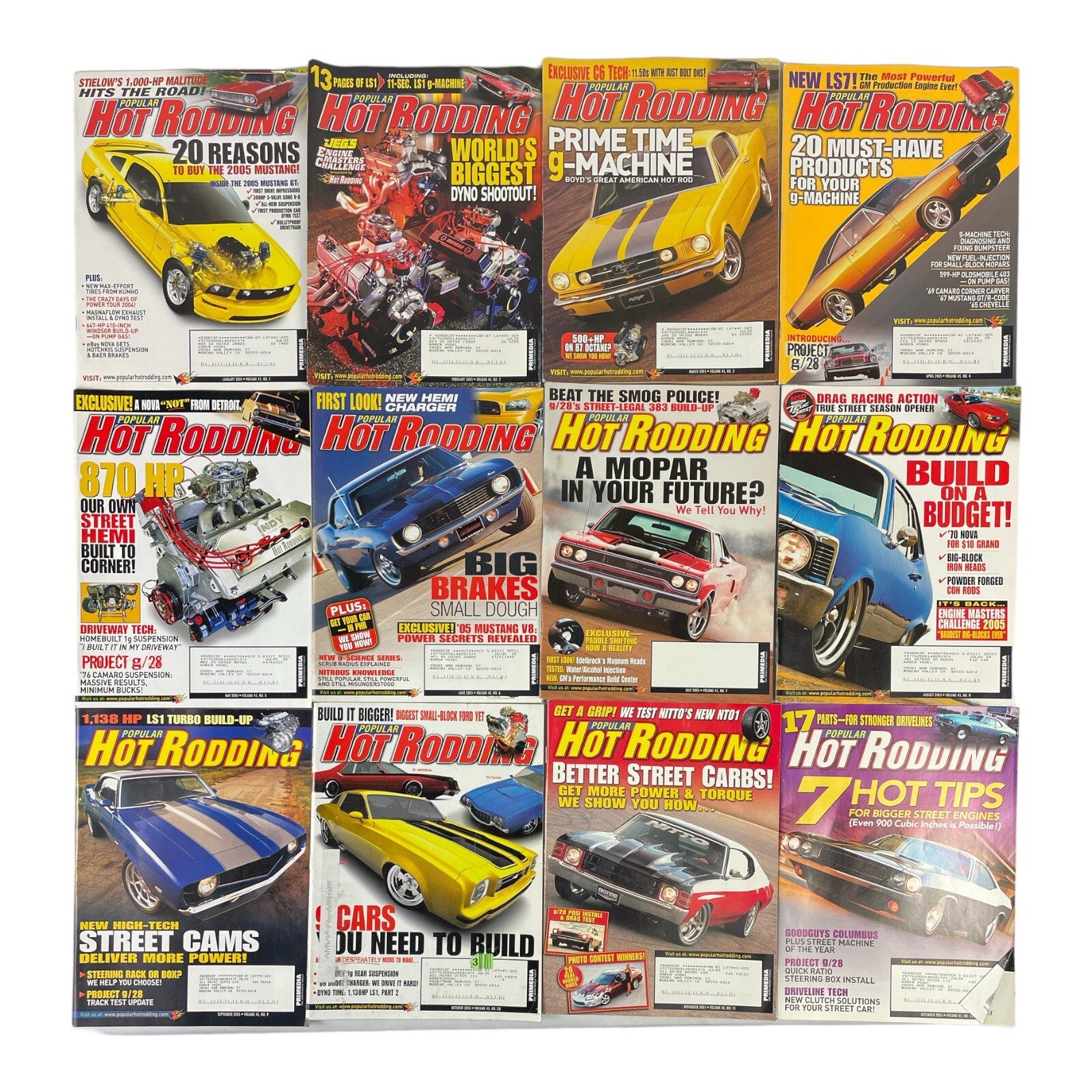 Lot of 12: Hot Rodding MAGAZINES Complete Full Set 12 issues Jan to Dec 2005