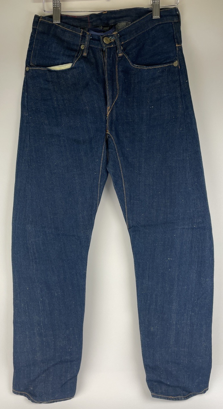 Vintage Levi's Hemp Cotton Jeans 26 x 32 USA Made Red Stencil Tag Dark Wash RARE