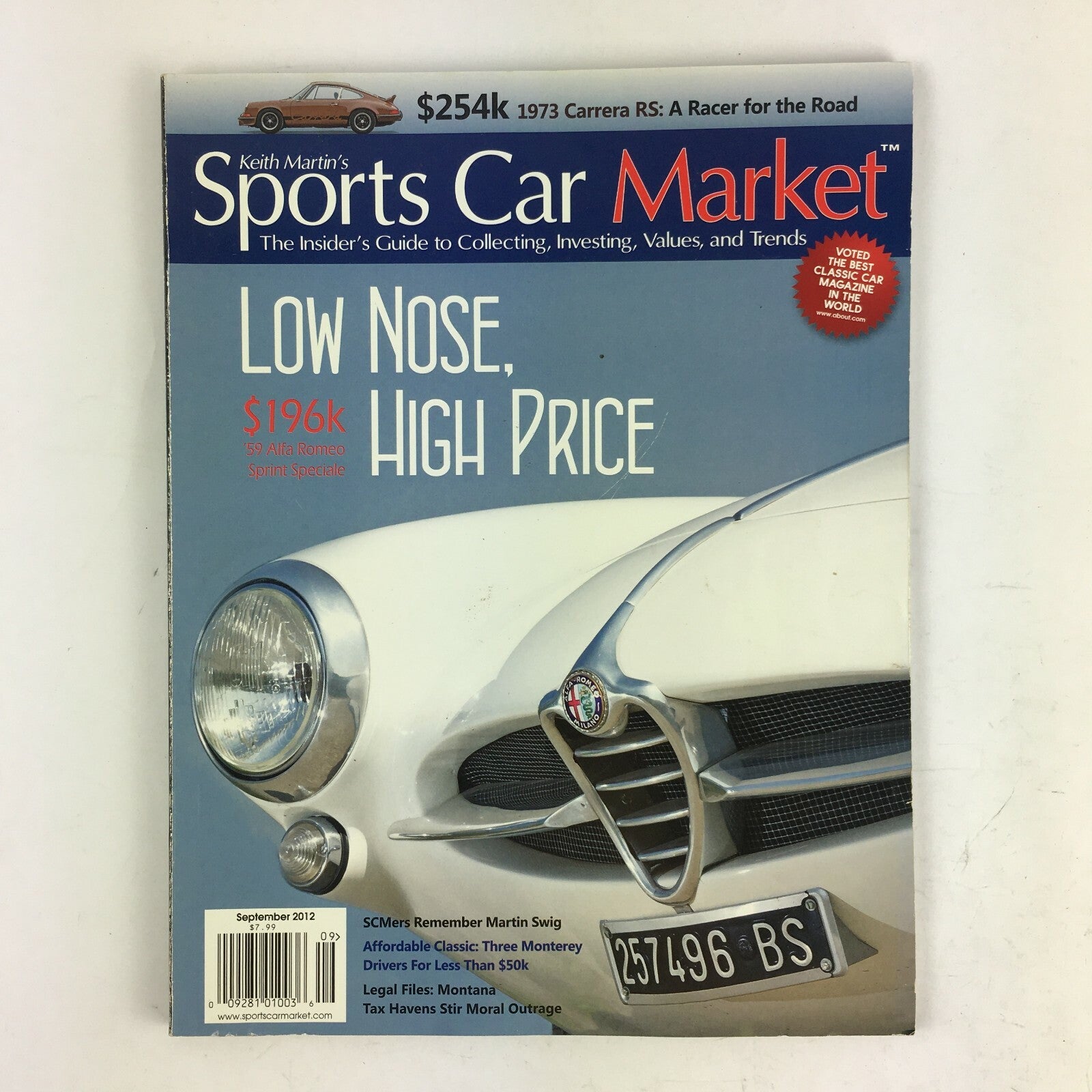 September 2012 Keith Martin's Sports Car Market Magazine Low Nose High Price