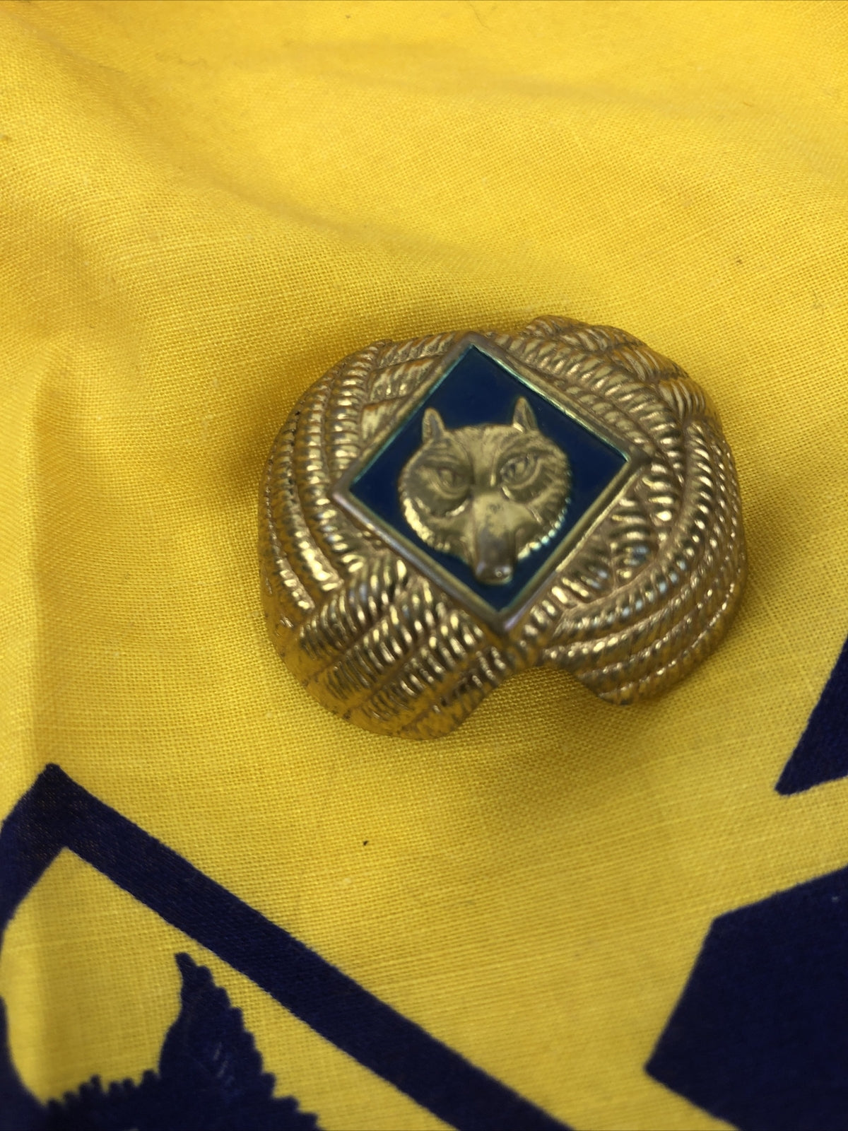 Cub Scout Wolf Neckerchief Yellow Scarf Bandana BSA Boy Scouts of America w BOLO