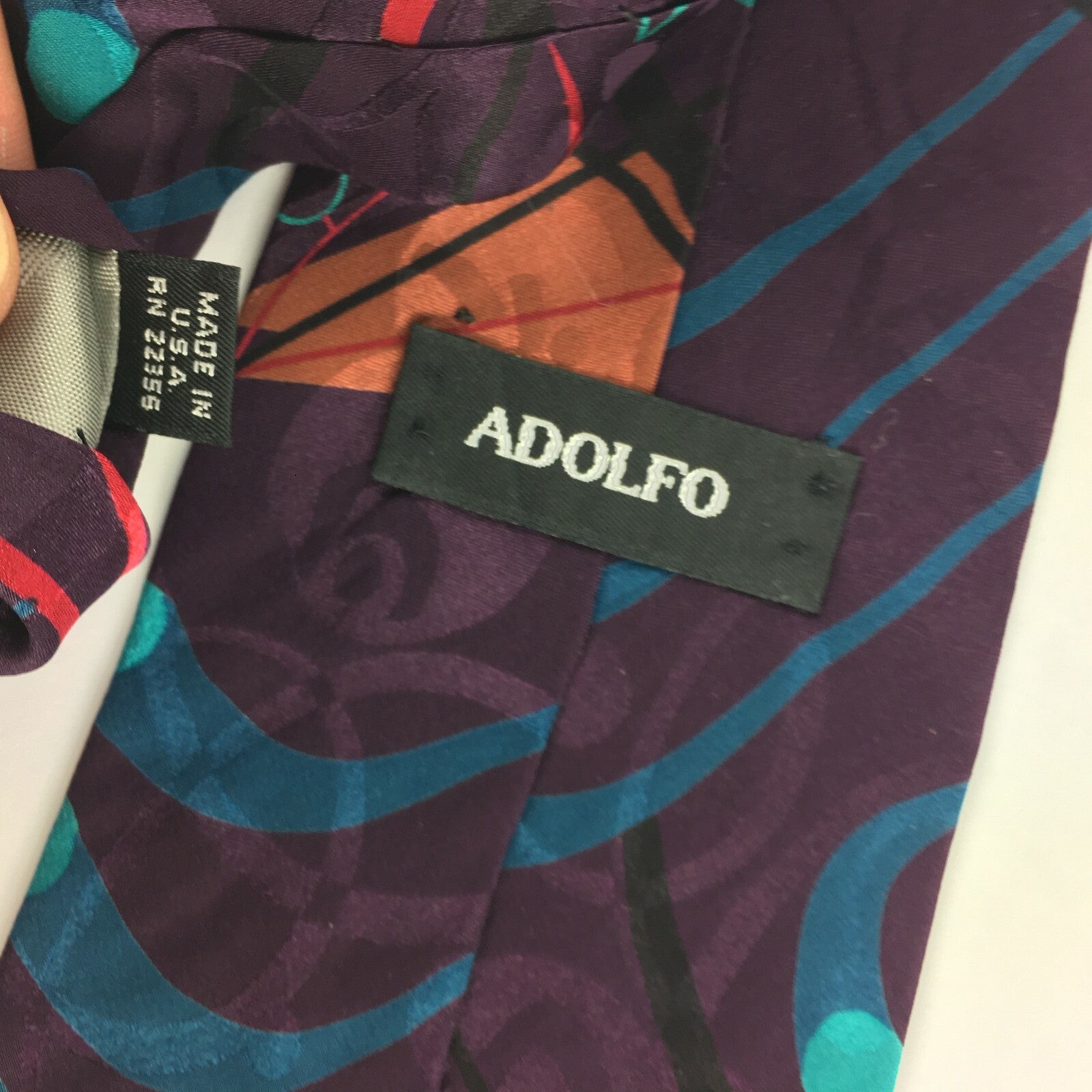Genuine Adolfo 100% Silk Handmade Stylish Formal/Casual Tie Multi Coloured