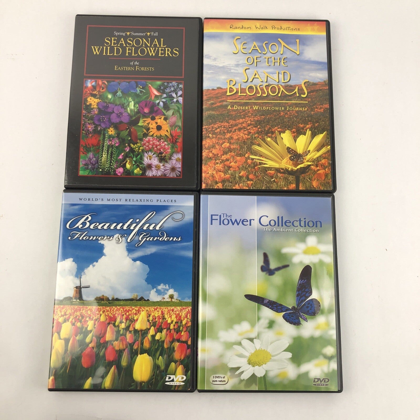 4 X Beautiful Flowers & Gardens Collection DVD Lot Sand Blossoms Wild Flowers