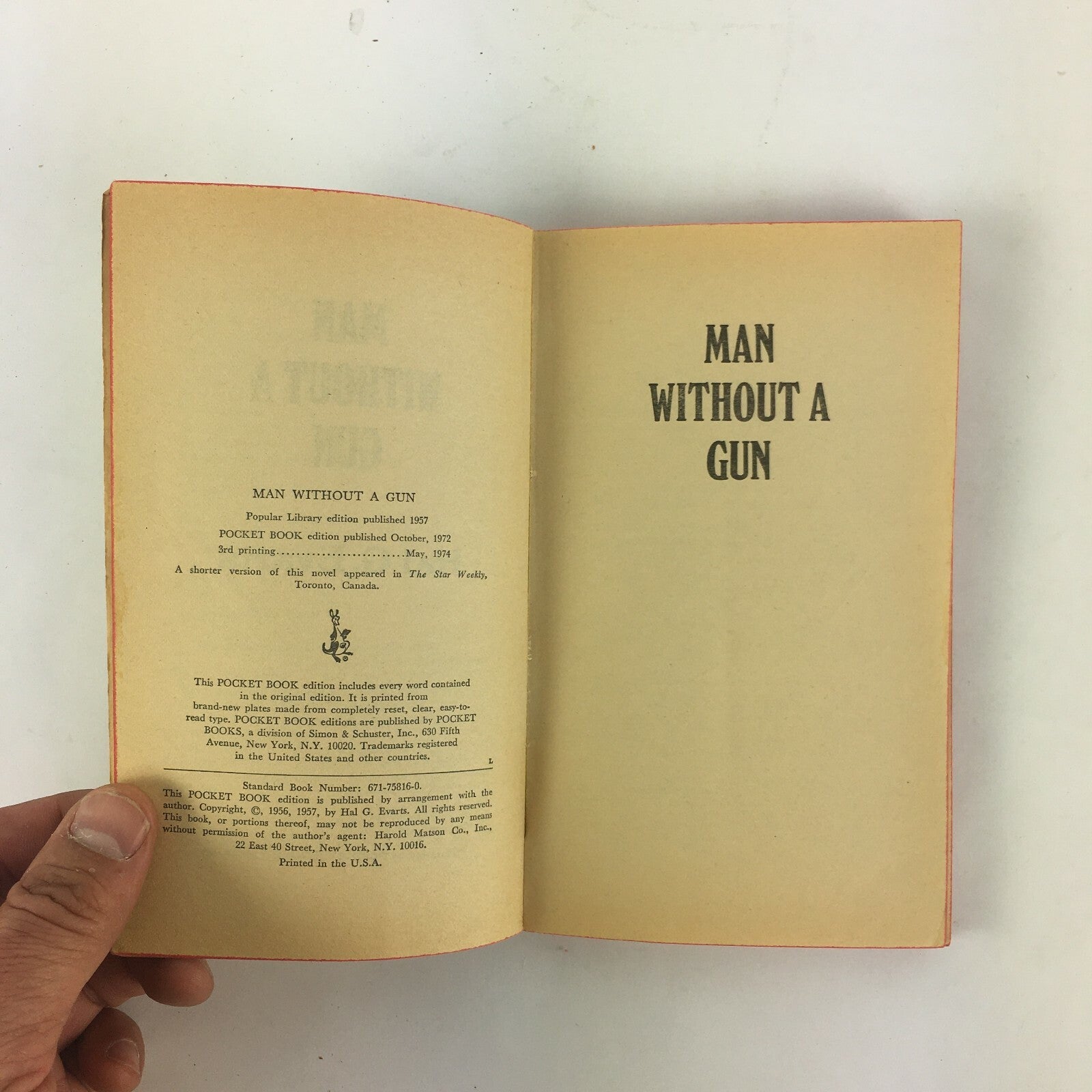 Man Without A Gun Hal G.Evarts He had killed a man once.