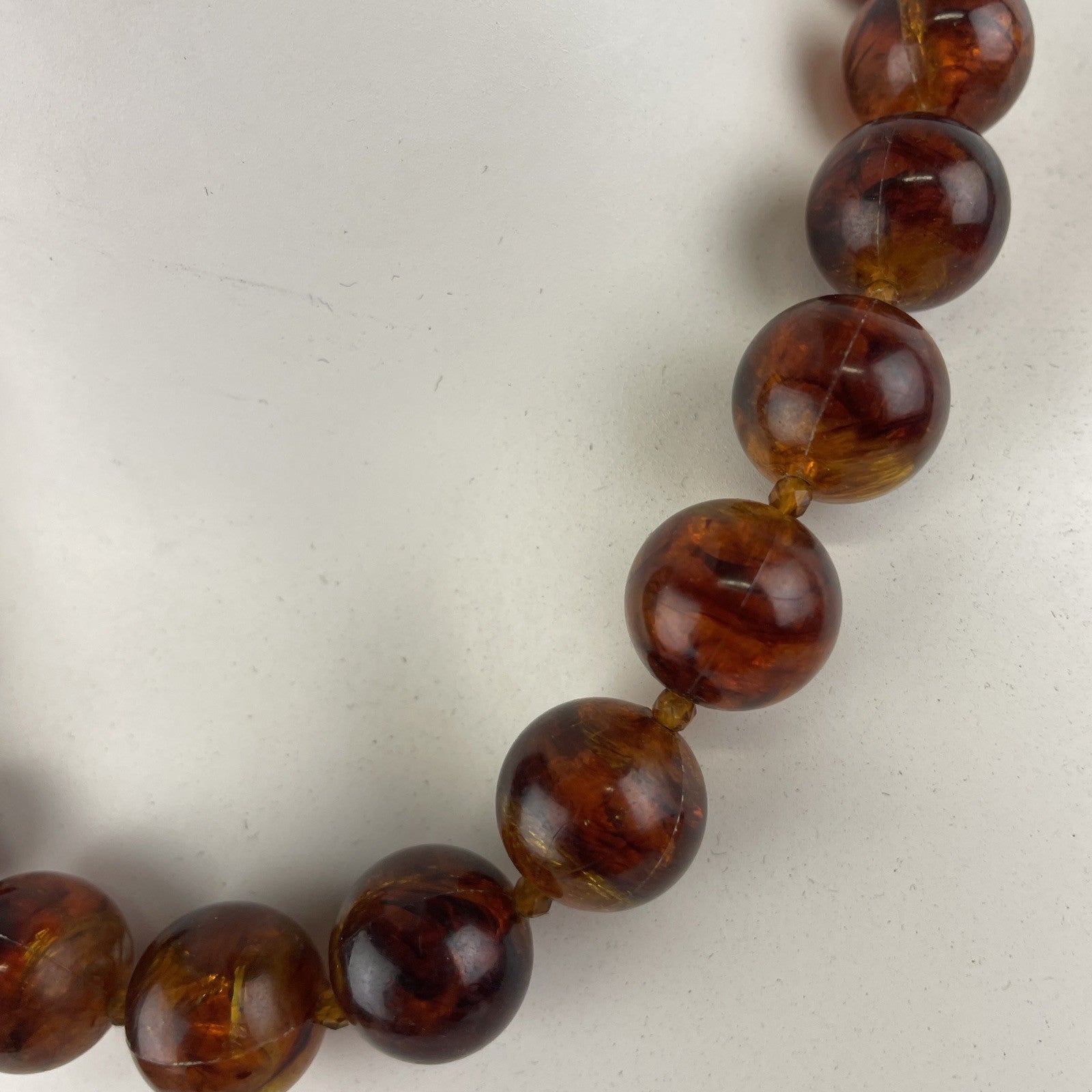 Vintage Dark Brown Graduated Lucite Acrylic Glass Bead Single Strand Necklace