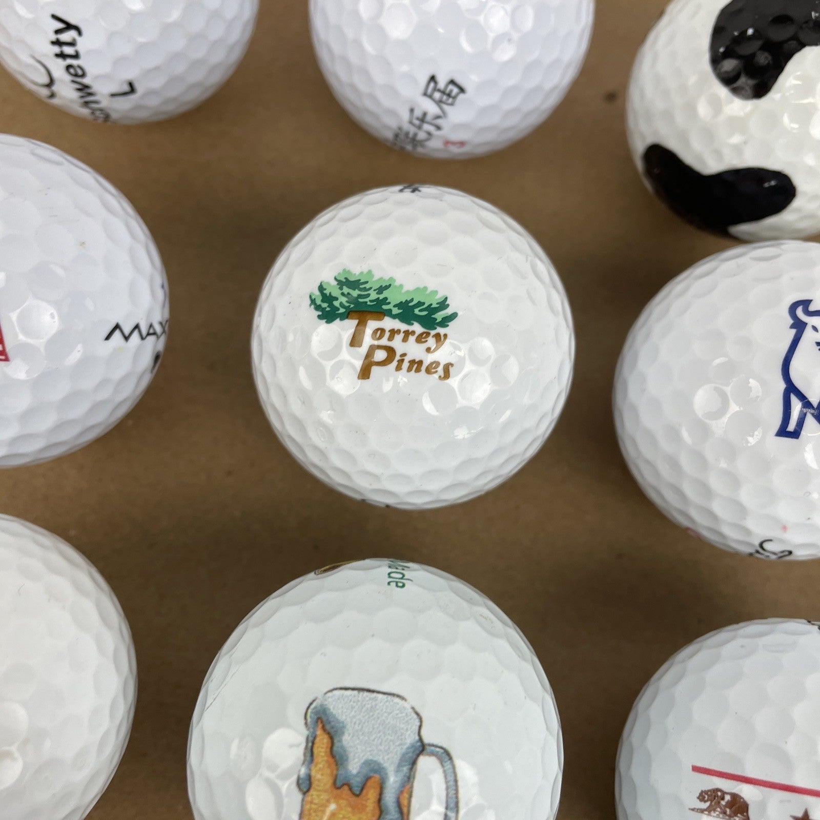20 x Logo Golf Ball Lot Panda Bull Cali Bear Schwetty Balls FOO KING LONG Booze