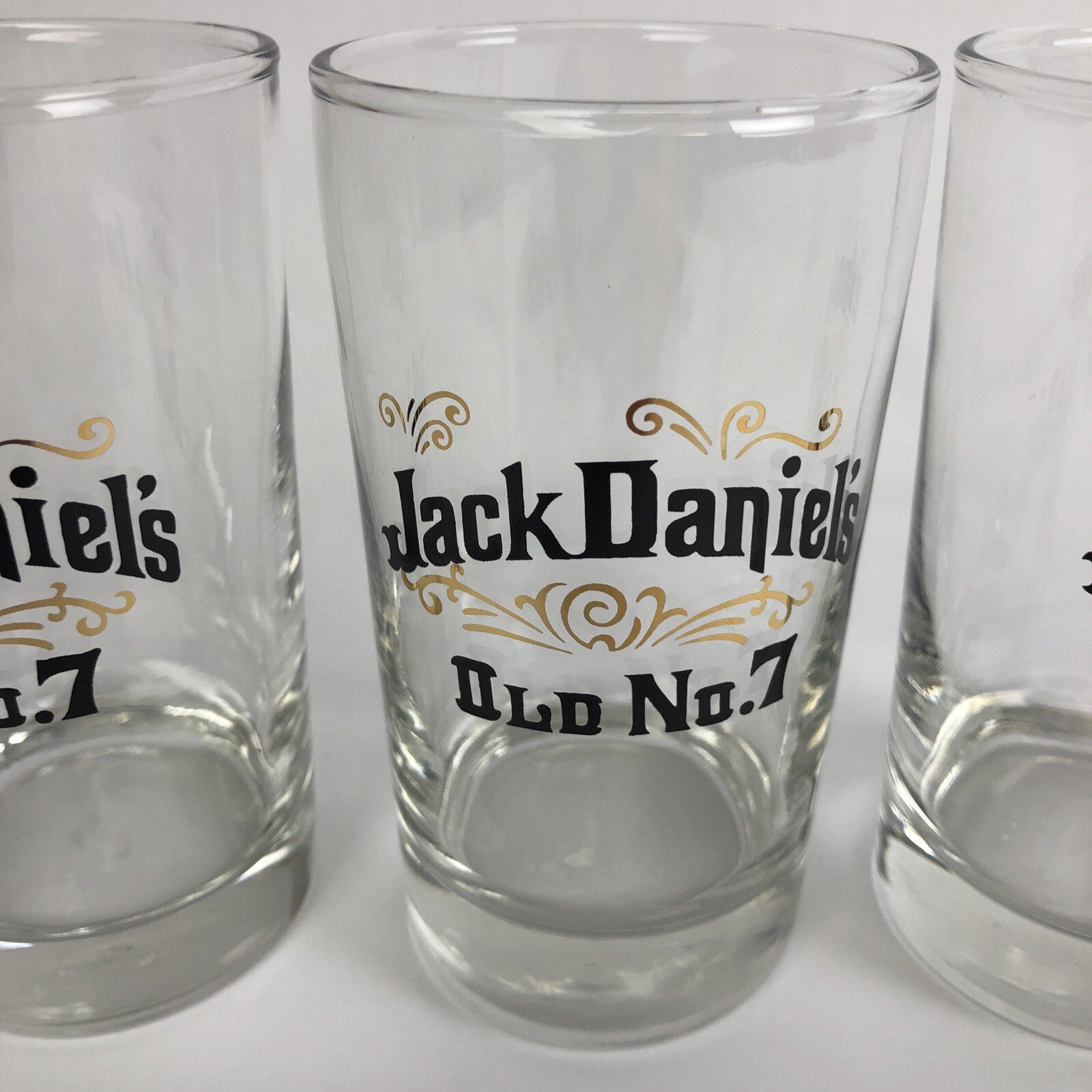 Jack Daniels Old No. 7 Gold Leaf Whiskey Rocks Drink Glasses Set of 4 Clear 8oz