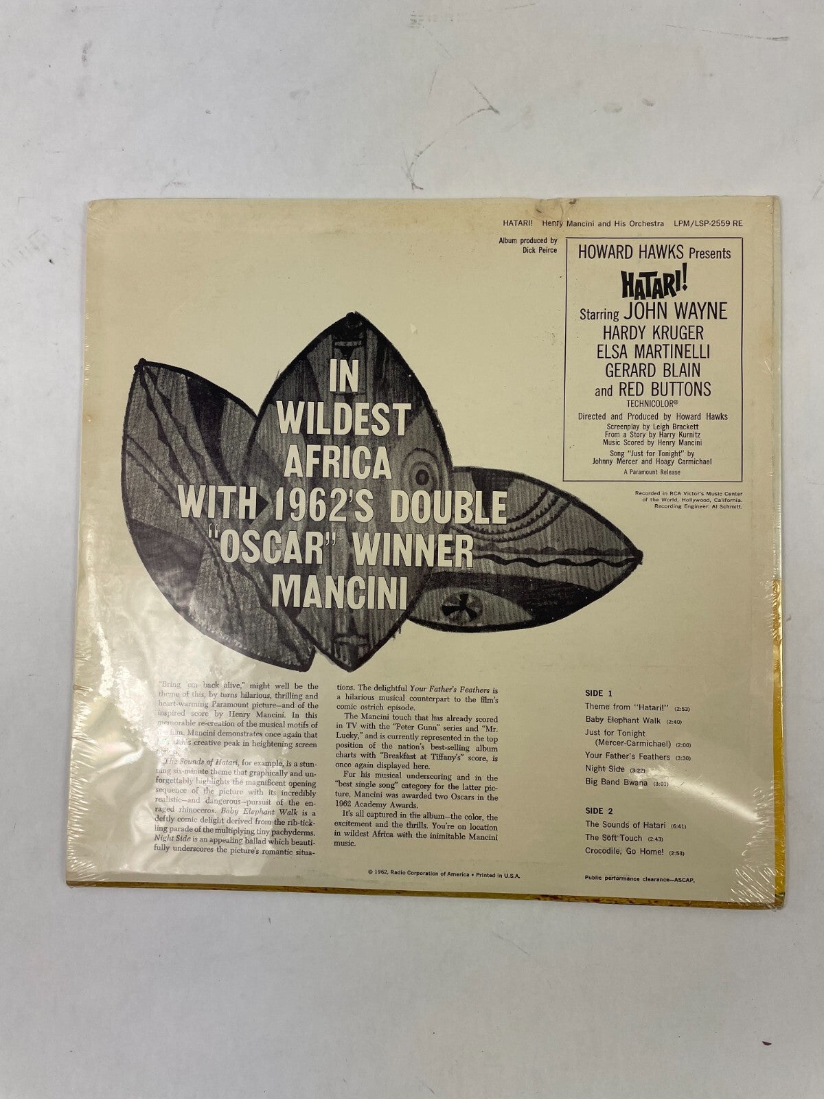 Howard Hawks Hatari Henry Mancini Music from the Paramount Picture Vinyl Record