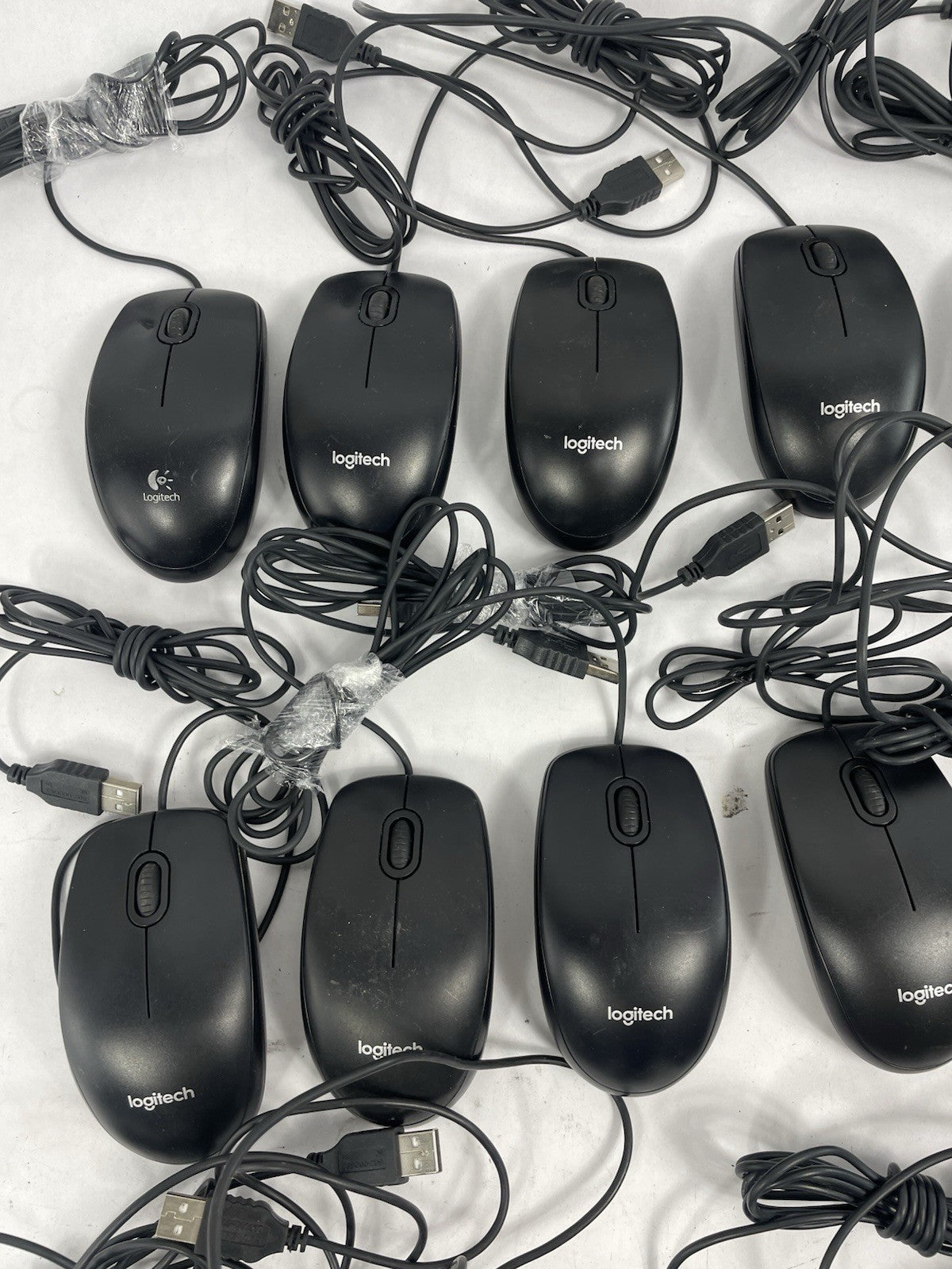 Lot of 24: Logitech B100 USB Optical Wired Scroll Mouse (Black)