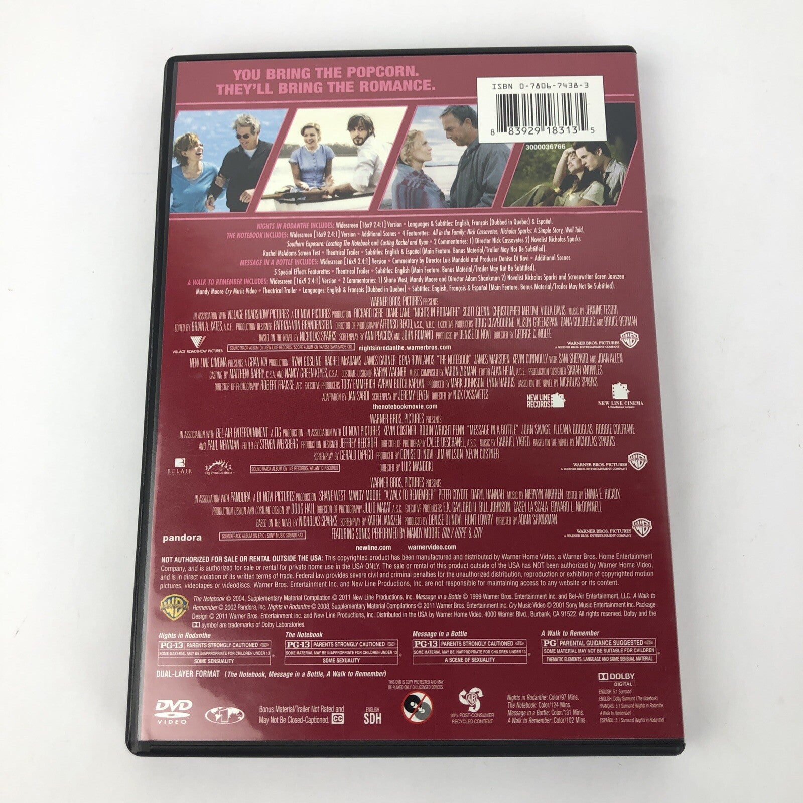 Nicholas Sparks Collection: 4 Film Favorites (DVD, 2011, 4-Disc Set) Free Ship