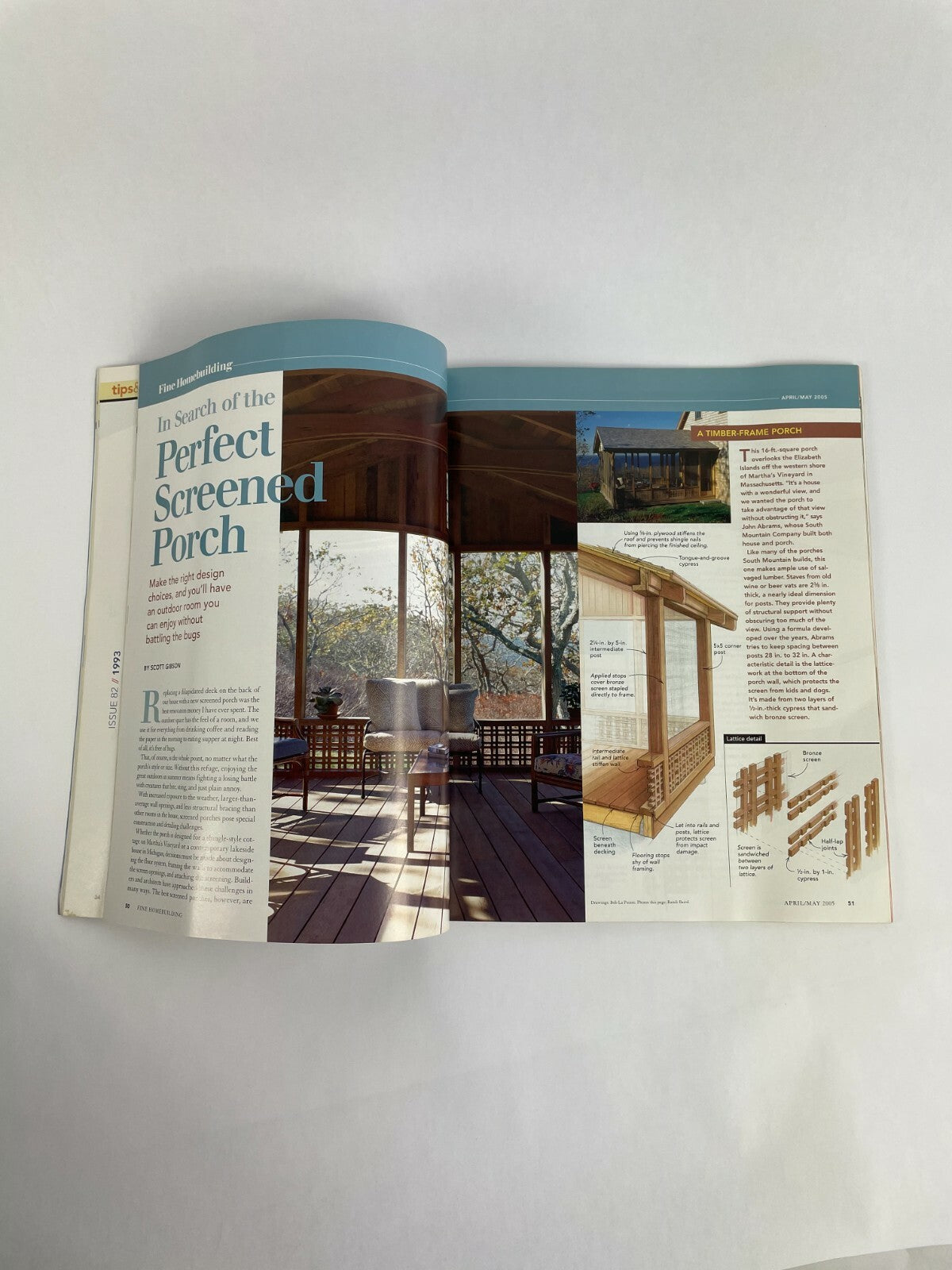 May 2005 Fine Homebuilding Magazine Great-Looking Screened Porch WoodFlooring #A