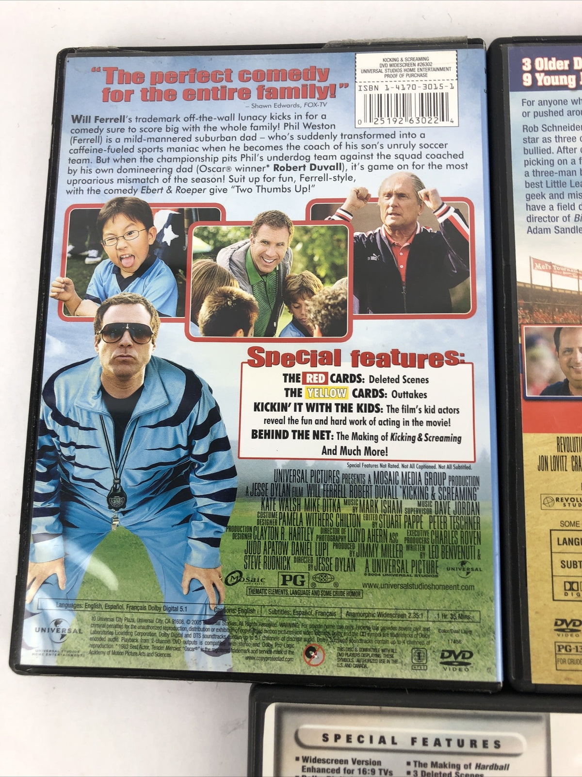 Lot of 3 Silly Funny Sports Movies (DVD) Bundle Benchwarmers Kicking & screaming