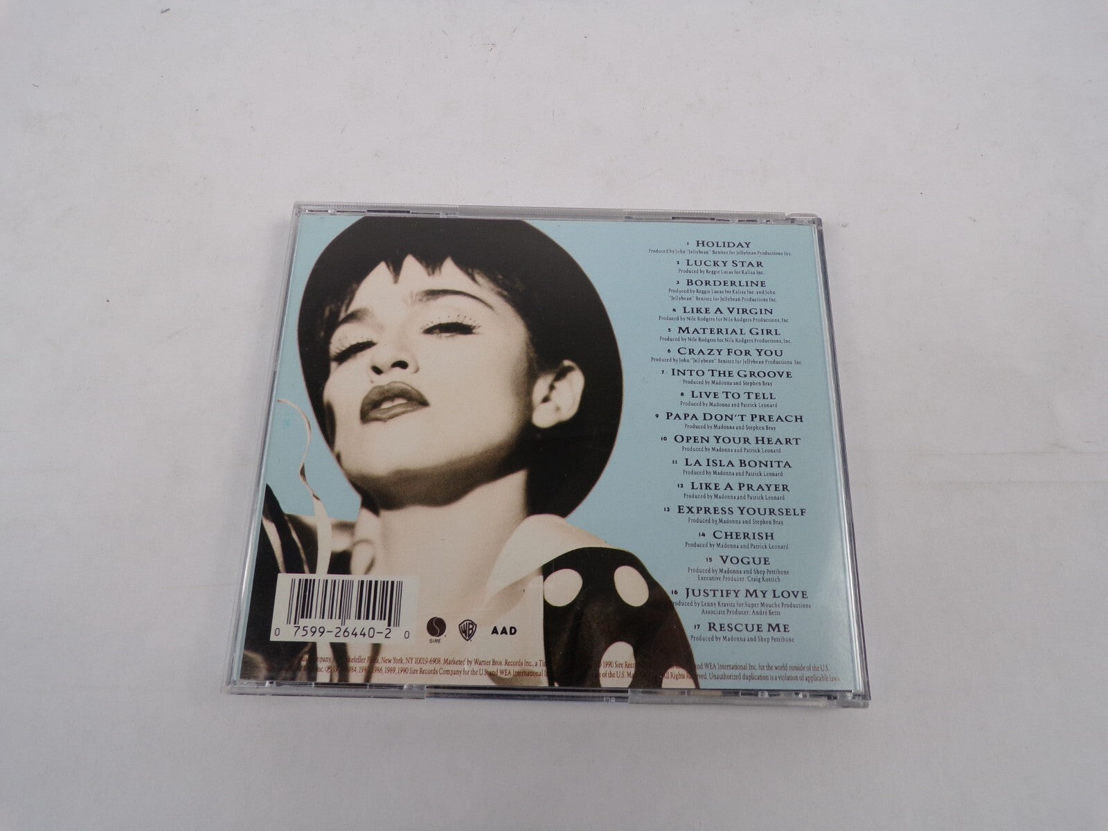 The Immaculate Collection Madonna Holiday Lucky Star Borderline Like A VirgCD#25