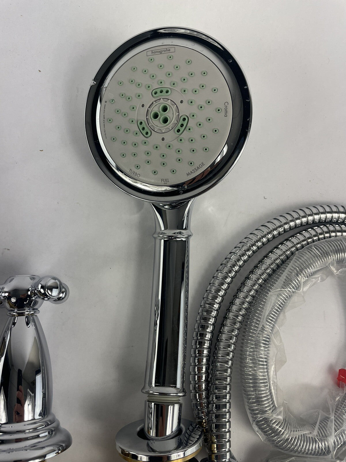 Hansgrohe 3 hole Faucet Tub Filler Swing C Double Cross Handler W/ Hand Shower