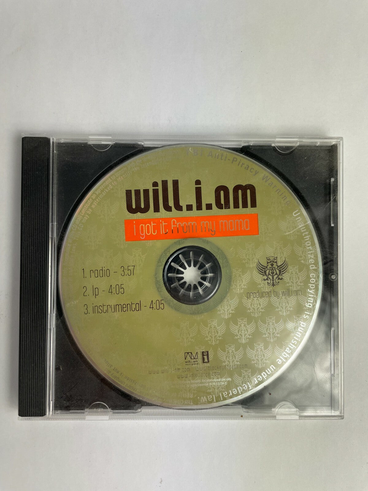 Will I Am I Got It From My Mama Radio IP Instrumental Disc Q12