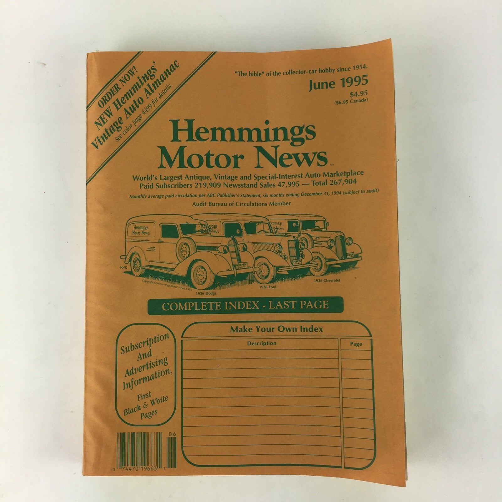 June 1995 Hemmings Motor News Magazine New Hemmings' Vintage Auto Almanac 