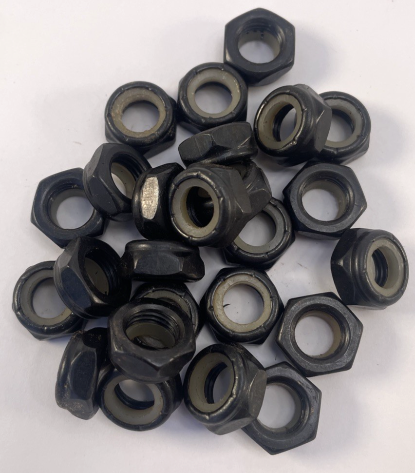 Lock Nuts 3/8 24 Fine Thread Nylon Insert Black Steel Lot of 25 Kingpin