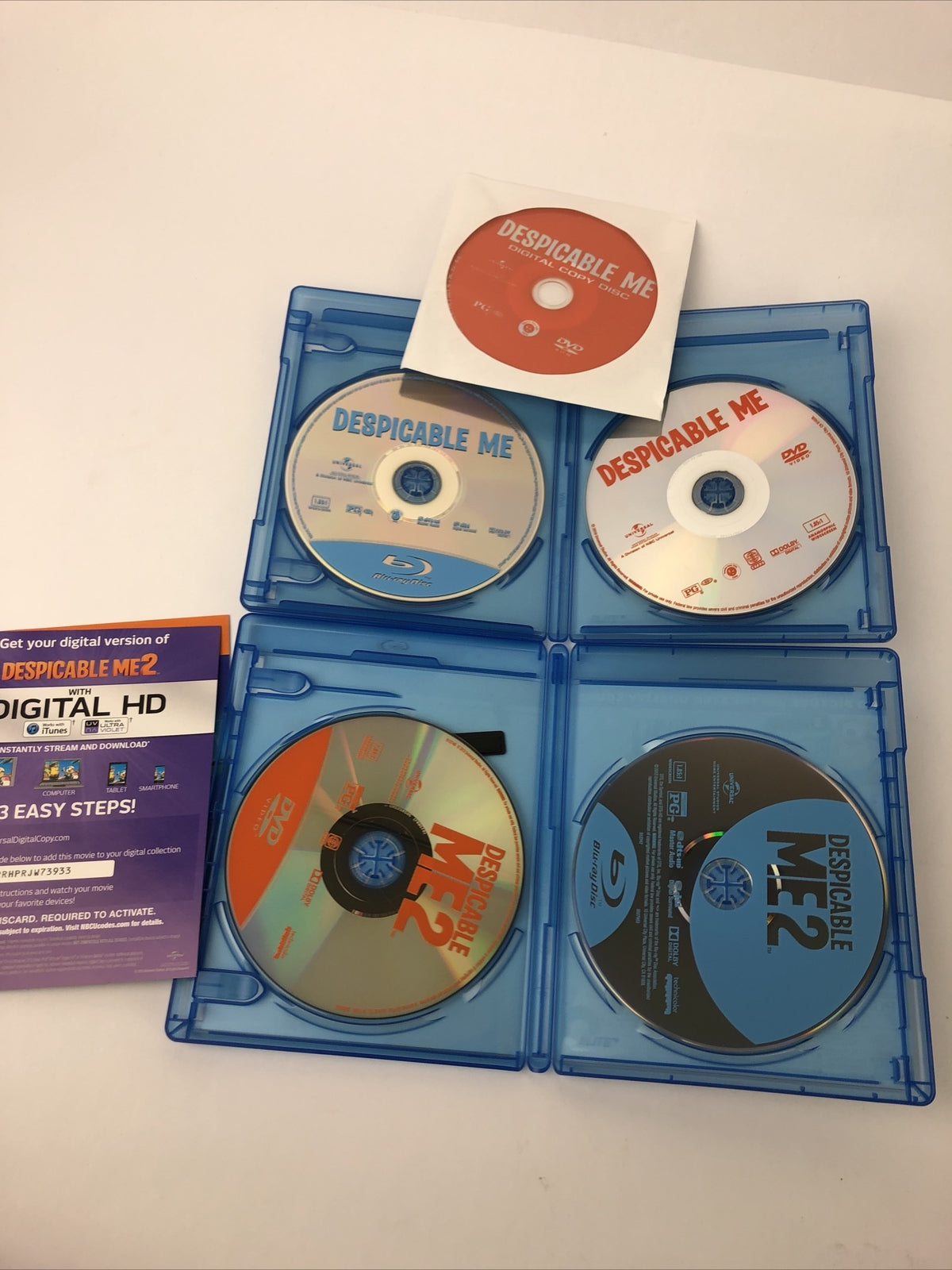 Despicable Me 1 & 2 Blu-ray And DVD Format Lot Discs Nearly Perfect Media Mail 