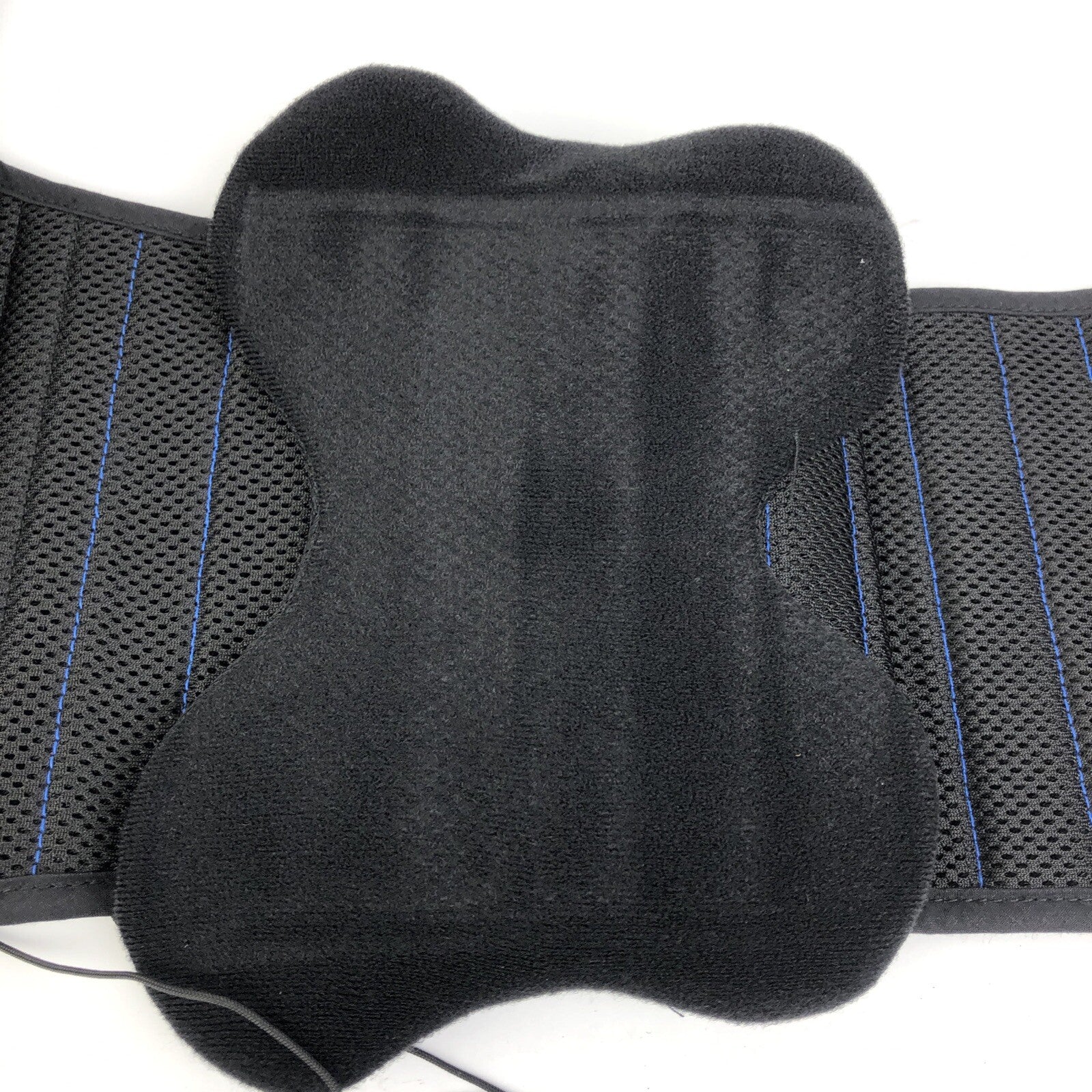 Black unisex lumbar support back brace with pulley adjustment system.