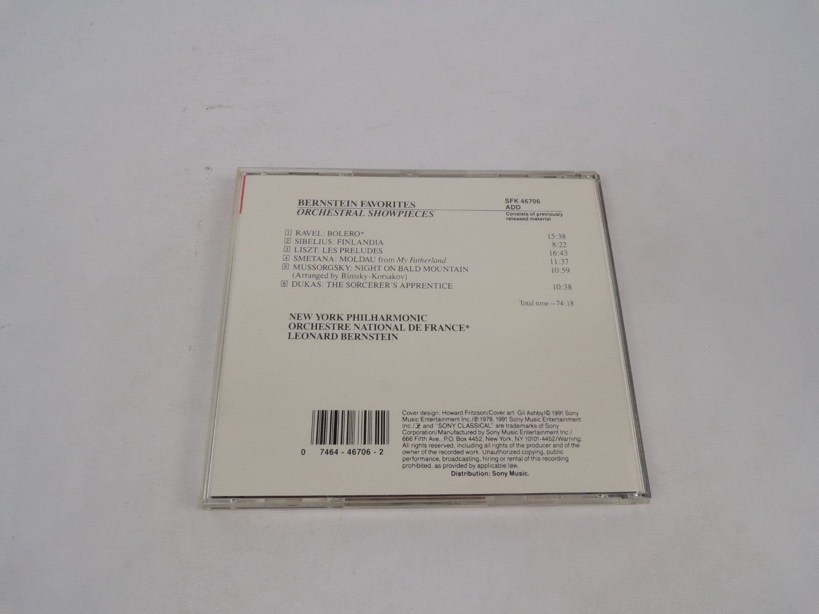 Bernstein Favorites Orchestral Showpieces Ravel: Bolero Sibelius: FinlandiaCD#69