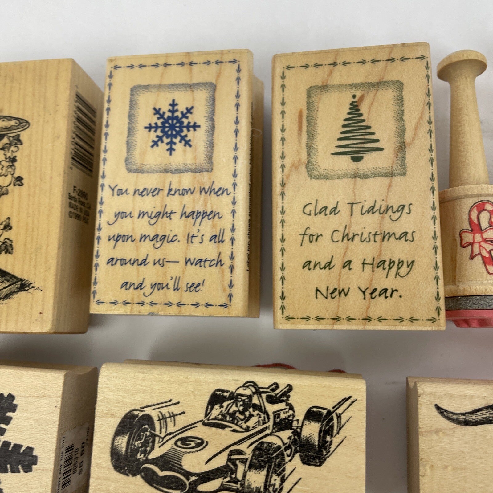 Rubber Stamp Lot SANTA Flowers Christmas DOG Paw Words Scrapbook Paper New Used