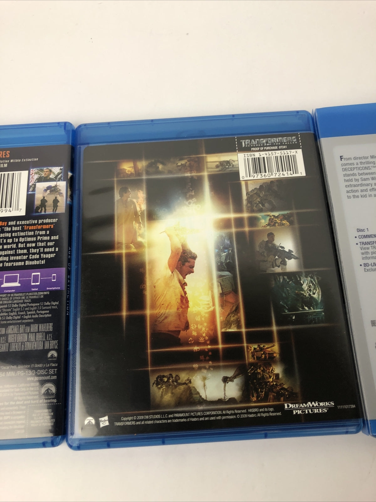 Lot of 3 - Transformers- Revenge Of The Fallen - Age Extinction 2 Blu-ray Discs