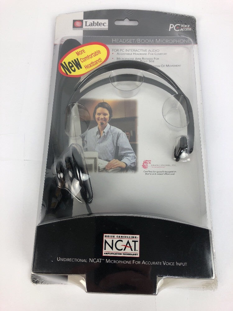 Labtec C-315 Mono Headset with Boom Microphone/8FT Shielded Cord/3.5 MM Plug