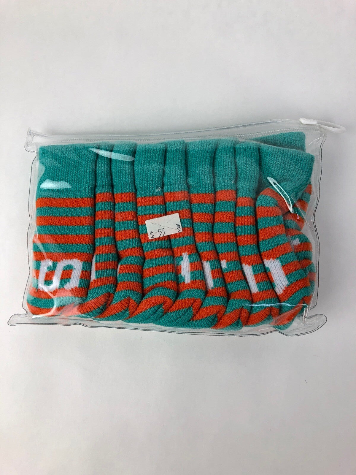 Forbos FBSIC-F 10 piece golf iron head covers teal orange protective set