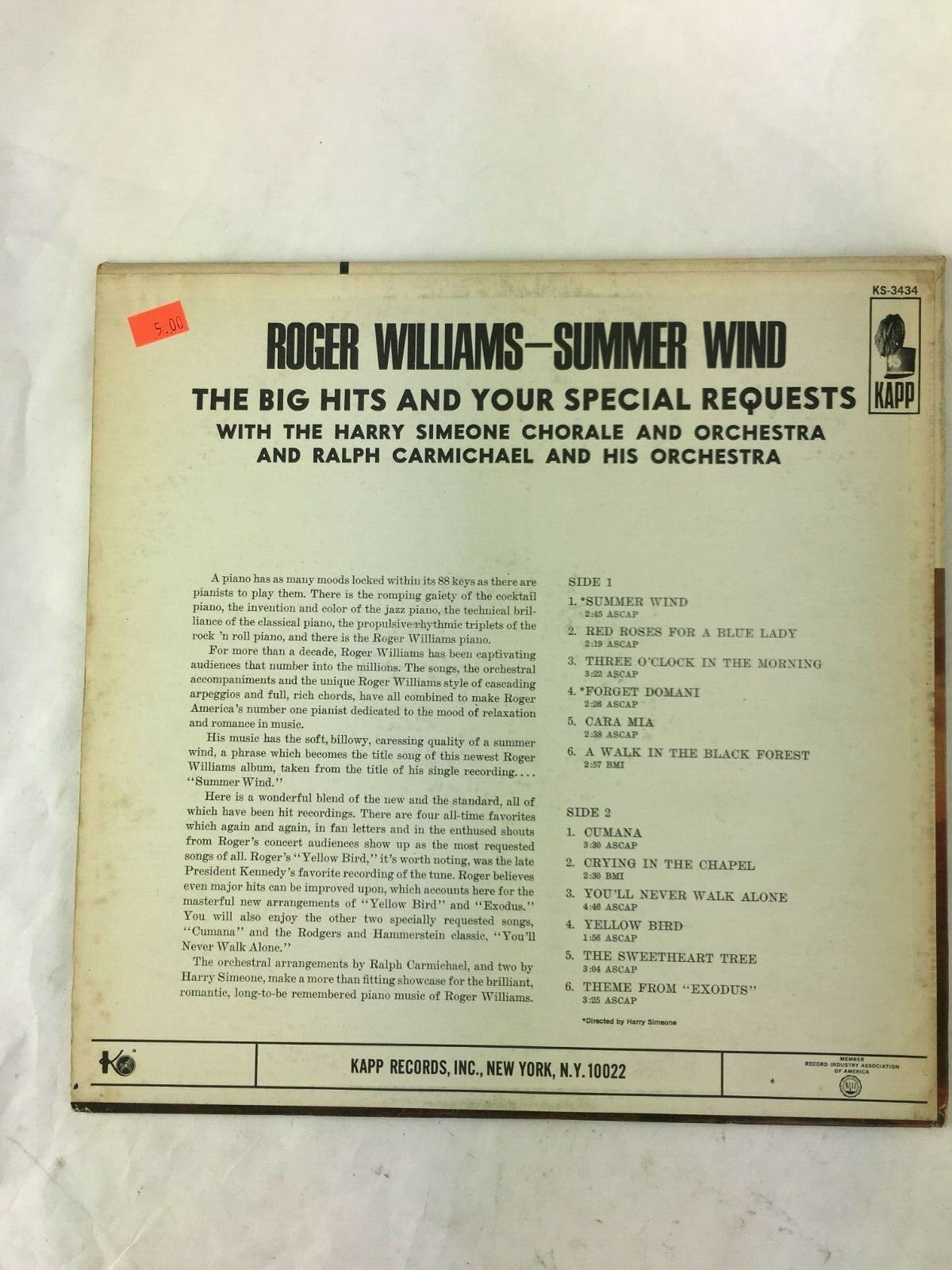 Roger Williams-Summer Wind-The Big Hits and your Special Requests..