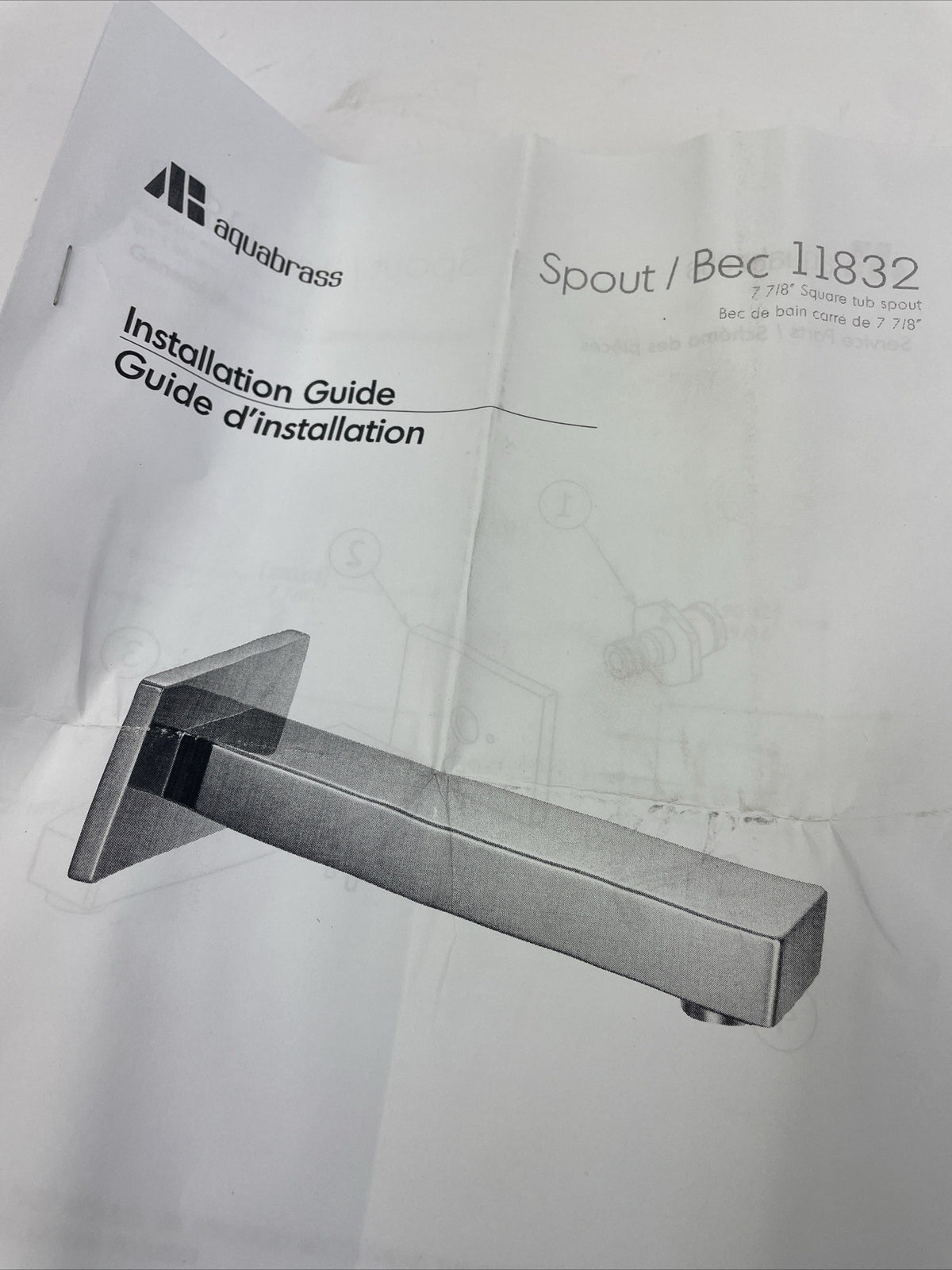 OEM AQUABRASS AB-11832-CHR Polished Chromel Hey Joe Wallmount Tub Spout w Hardwa