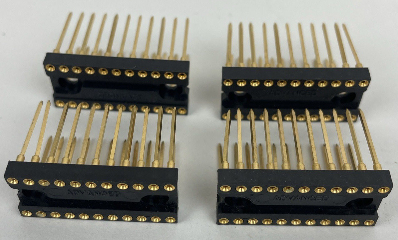 Lot of 4 x IC SOCKET 22 PIN DIP SOCKET, WIRE WRAP, Screw Machine, Gold Plated