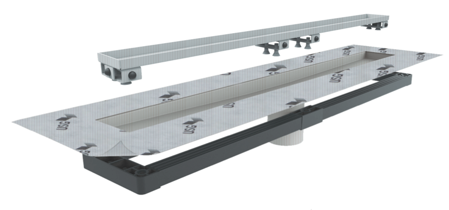 USG DUROCK Brand Infinity Drain Tile Insert Linear Drain 30" Polished Stainless