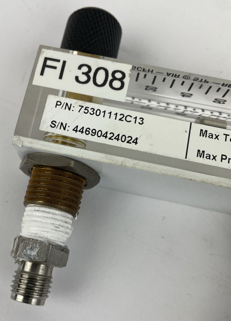 King Instrument 75301112C13 Acrylic Tube Flowmeter w/ Valve 0-100SCFM, 1/4" A1